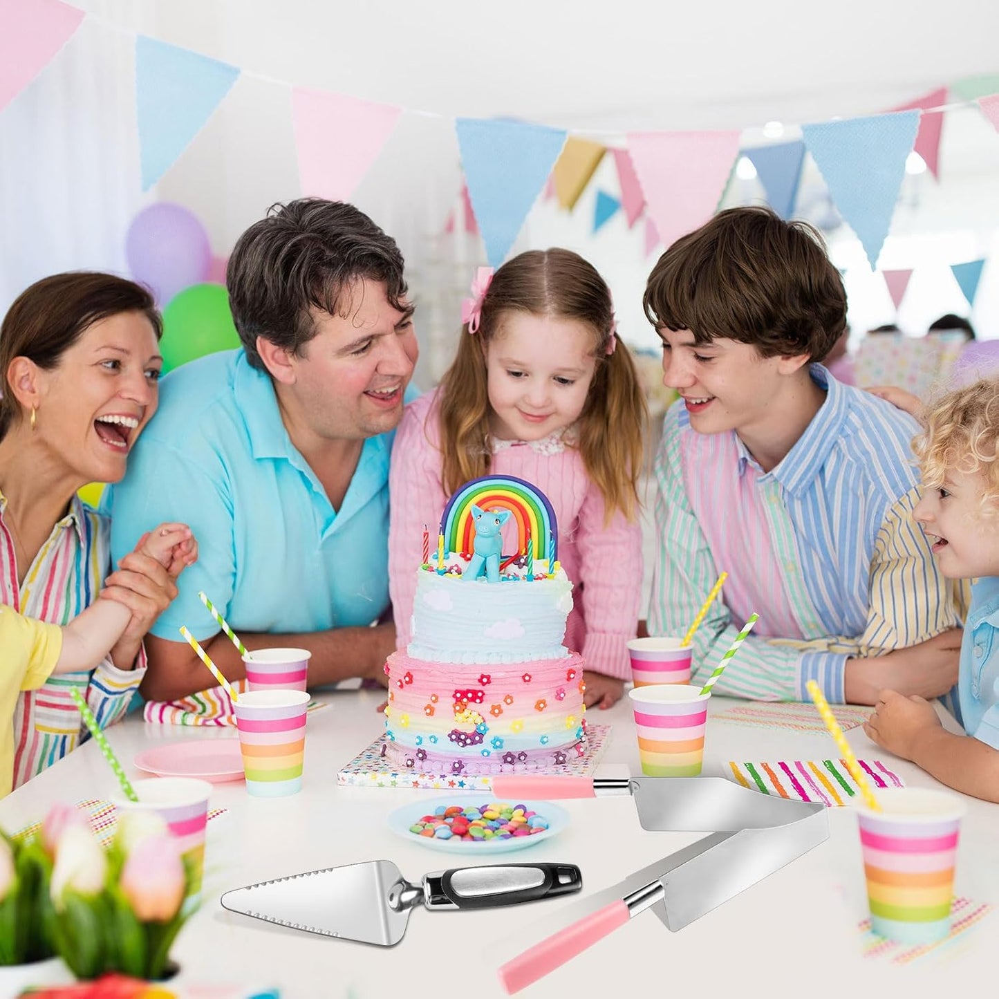 2 Pcs Cake Slicer Cutter and Multi Function Cake Server Stainless Steel Set for Cutting and Serving Desserts, Brownies, Pizza Cake Spatula