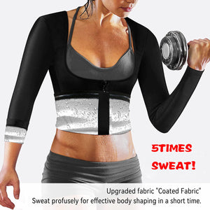 Sauna Shirt for Women Weight Loss Sauna Suit Women Waist Trainer Sweat Long Sleeve Workout Body Shaper Zipper Sauna Suit