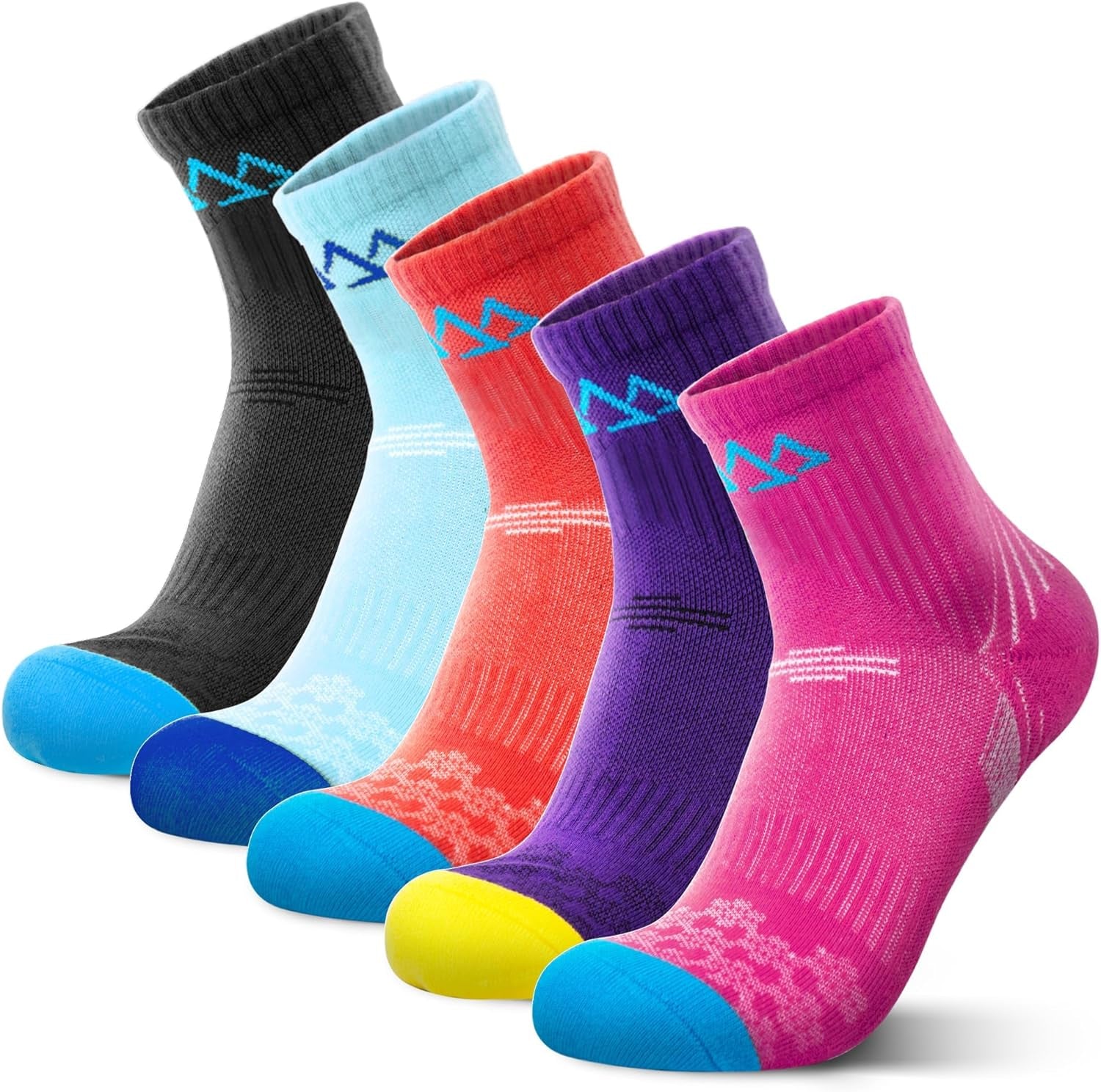 Merino Wool Hiking Socks for Women Quarter Ankle Thermal Cushion Moisture Wicking Socks,5 Pairs