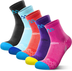 Merino Wool Hiking Socks for Women Quarter Ankle Thermal Cushion Moisture Wicking Socks,5 Pairs