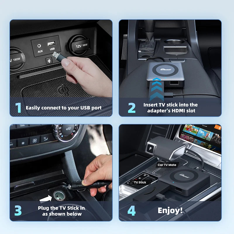 Car TV Mate Wired to Wireless Carplay Adapter Android Auto HDMI Multimedia Video Converter for TV Sticks Game Box Phone